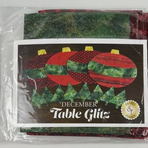 NEW Shabby Fabrics December Table Glitz Ornament Placemat Coasters Kit Fabric - Picture 1 of 3